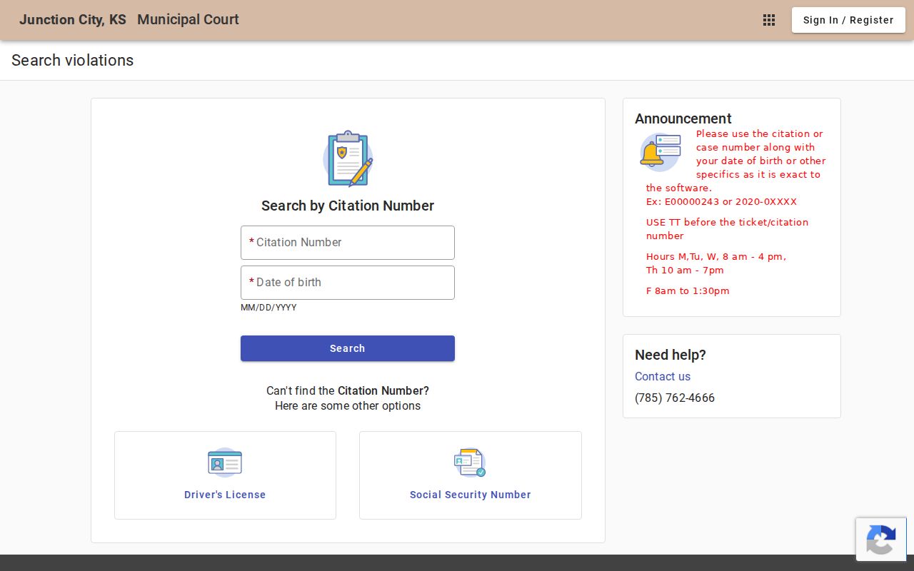 Junction City Municipal Court public search